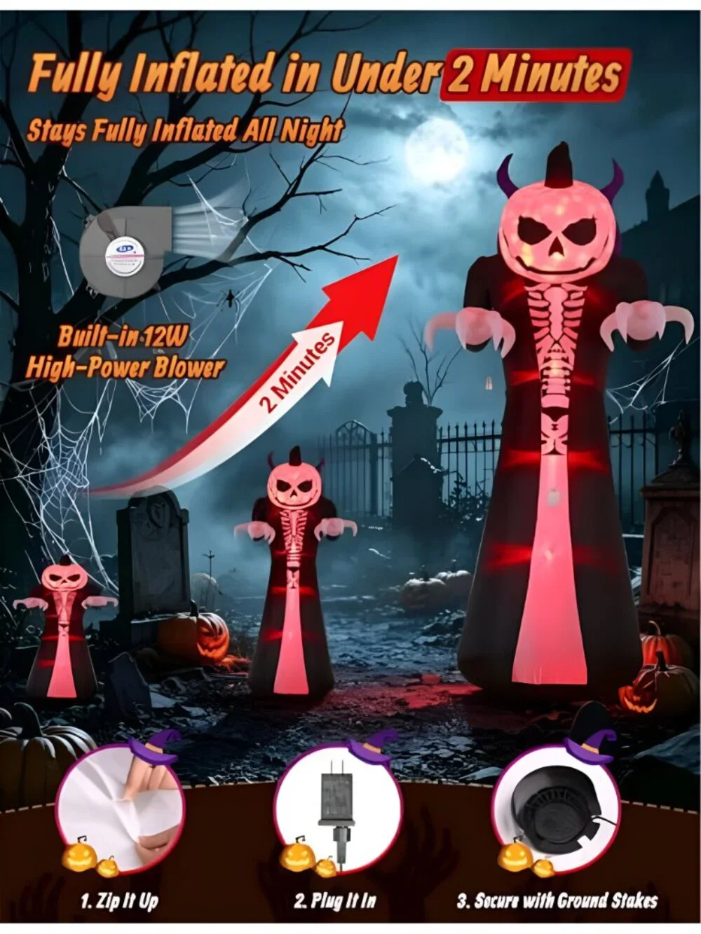 10FT Grim Reaper Halloween Inflatable, Motion-Activated Scream